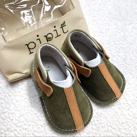 Pipit Other - Pipit Suede Stripe Olive Green Baby Shoes Size 3